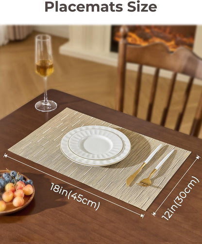 Leetaltree Light Brown Placemats Set of 12 - Heat Resistant Non-Slip Place mats for Dining Table