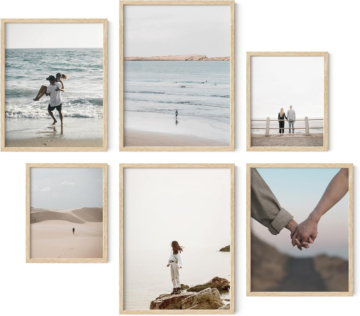HAUS AND HUES Natural Wood Picture Frames - Set of 6 Frame Sets for Wall Collage, Gallery Wall
