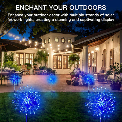 suddus Solar Garden Lights Outdoor Waterproof Decorative, 2Pack 150LED Firework Lights, Solar Fairy