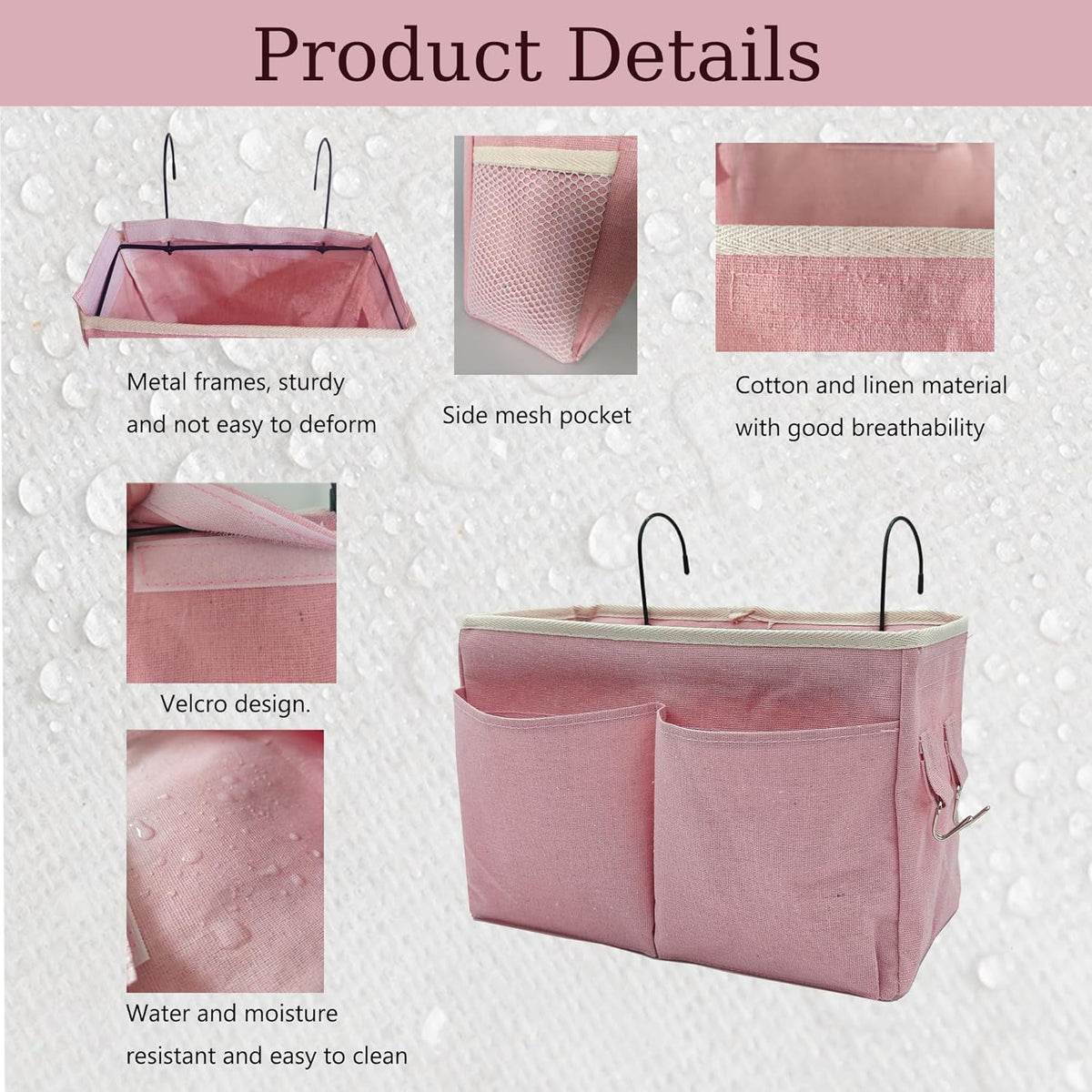 2-Pack Bedside Caddy Bedside Hanging Storage Basket Multi-Function Organizer Caddy for Bunk and