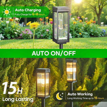 Solar Pathway Lights Outdoor, 6 Pack Upgraded Solar Lights Outdoor Waterproof, Bright Up to 15 Hrs