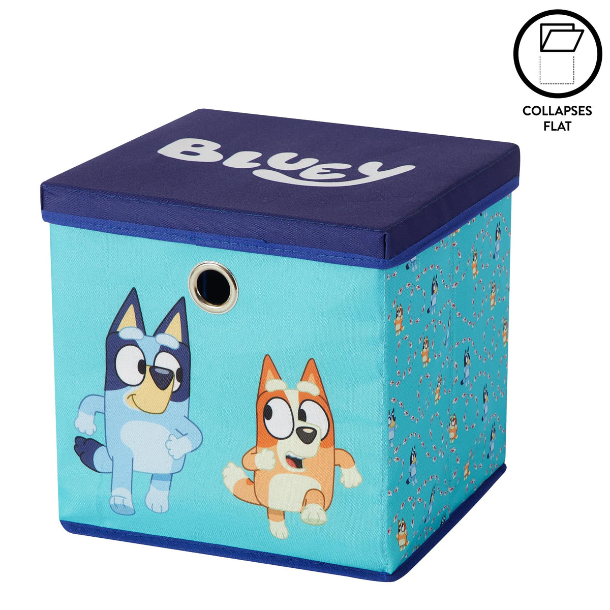 Idea Nuova Bluey Collapsible Fabric Storage Cube,10” Organizer Bin with Lid for Bedroom, Playroom