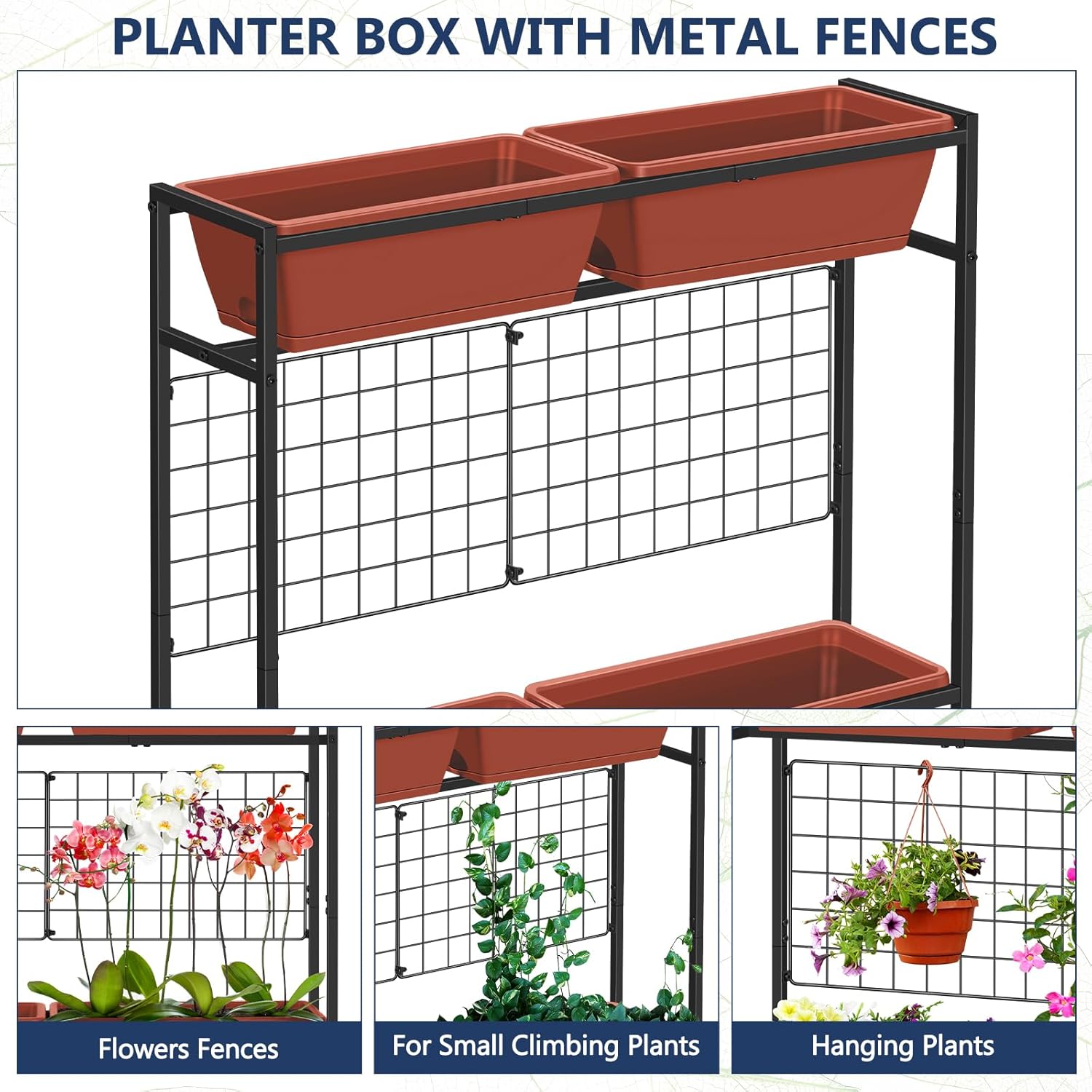 Raised Garden Beds Outdoor Elevated Planter Boxes with Trellis Herb Garden Planter Outdoor Raised