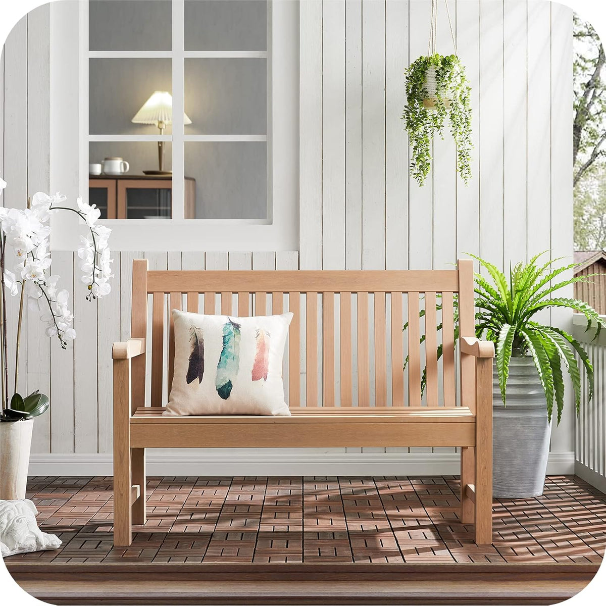 Psilvam 2-Person Poly Lumber Outdoor Bench with 700 Lbs Weight Capacity – Weatherproof Garden
