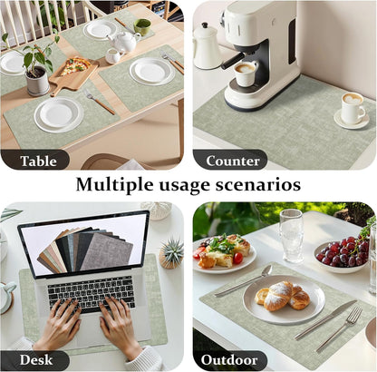 FROMHEART Faux Leather Placemats Set of 6–Waterproof,Heat/Oil Stain-Resistant PU Table