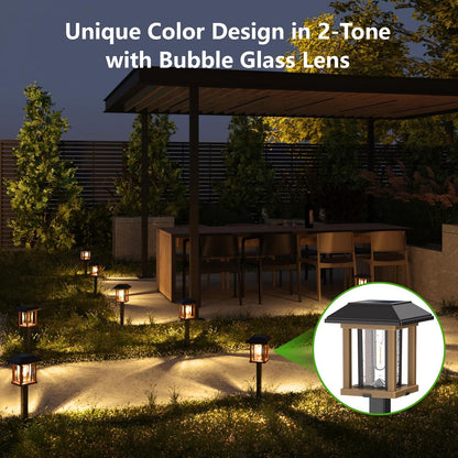 XMCOSY+ Solar Pathway Lights Outdoor, 25 LM LED Garden Lights with Seed Glass, 2-Tone/Colour