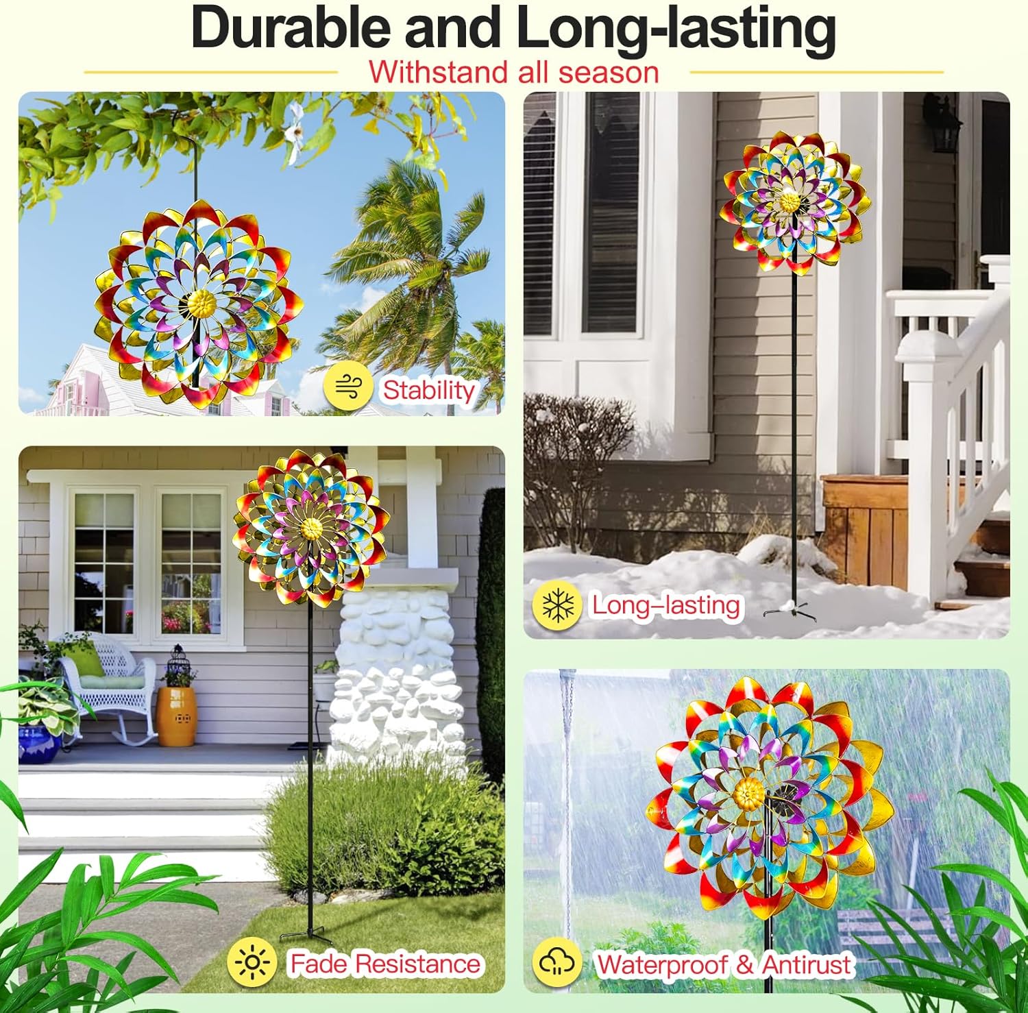 Garden Wind Spinners Outdoor Large Metal, 84'' Yard Art Wind Sculptures & Spinners, Windmills Gifts