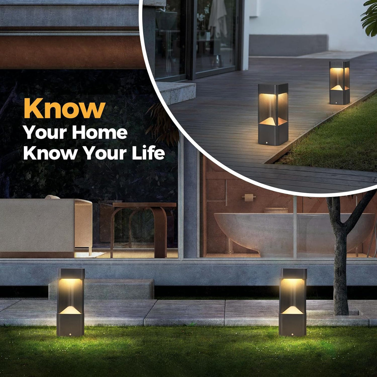 3000K Pathway Lights Black Landscape Path Light Outdoor Waterproof Garden Floor Lamp Modern Walkway