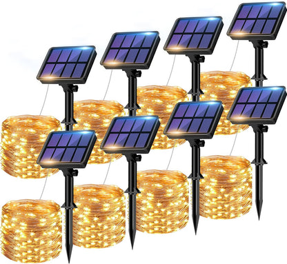 8 Pack Solar String Lights Outdoor, 640LED 264FT Waterproof 8 Modes Copper Wire Solar Twinkle