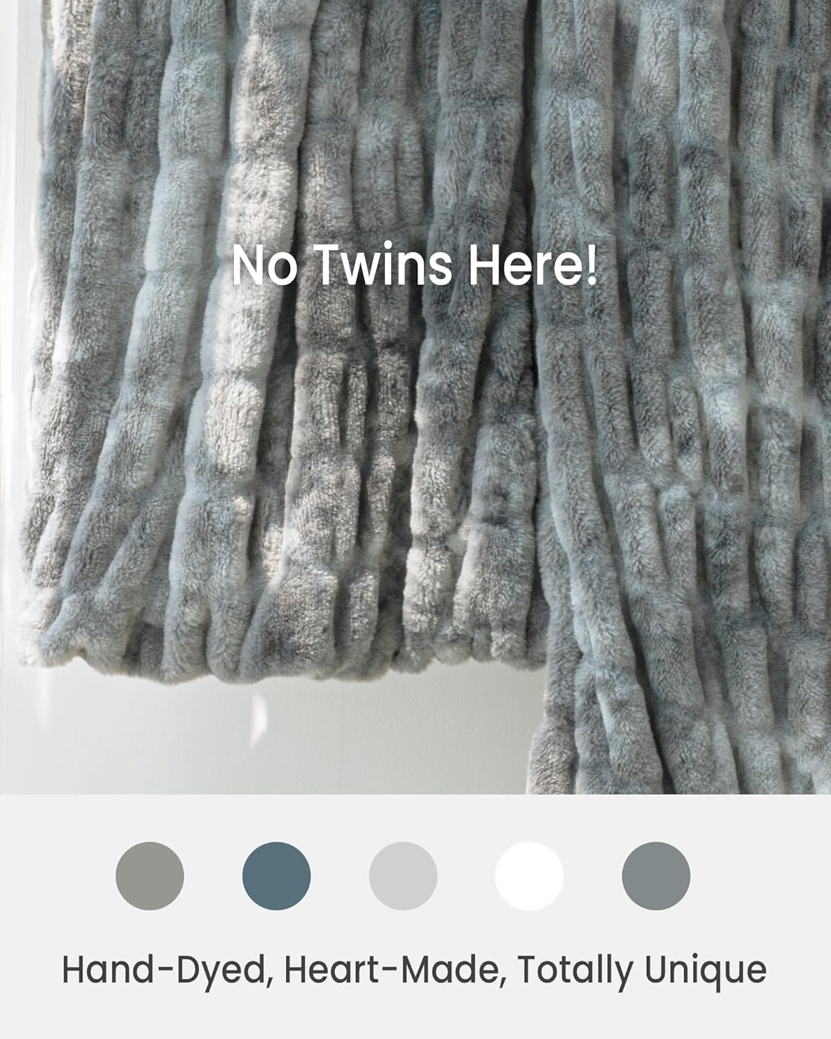 Faux Fur Blanket, Twin Size Oversized Throw Blanket for Couch, Fluffy Blanket with Stretch Ruched