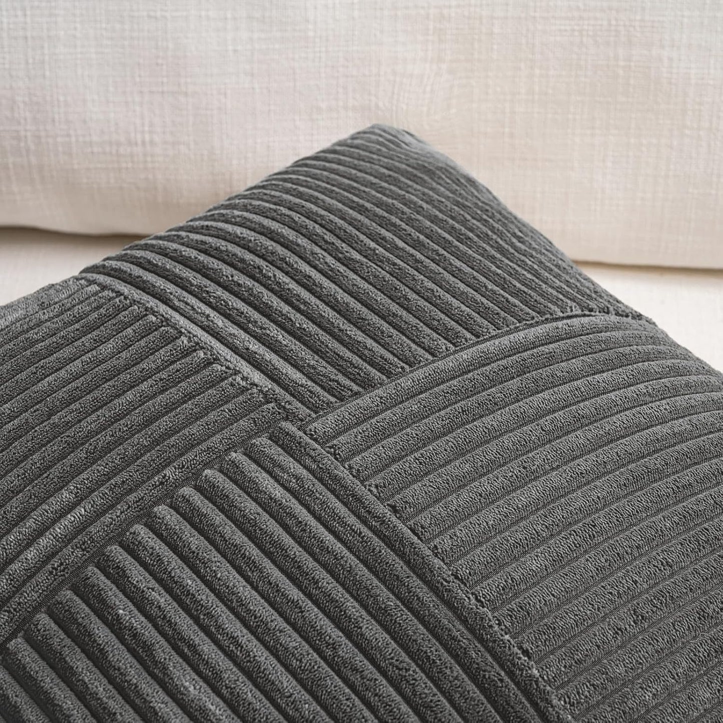 Fancy Homi 2 Packs Dark Gray Decorative Throw Pillow Covers 16x16 Inch for Living Room Couch Bed