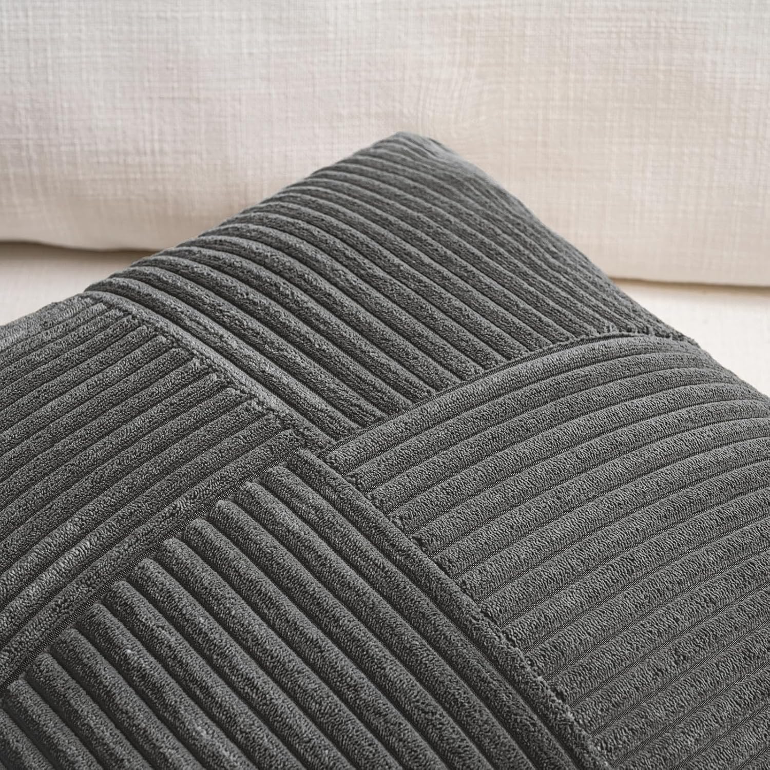 Fancy Homi 2 Packs Dark Gray Decorative Throw Pillow Covers 18x18 Inch for Living Room Couch Sofa
