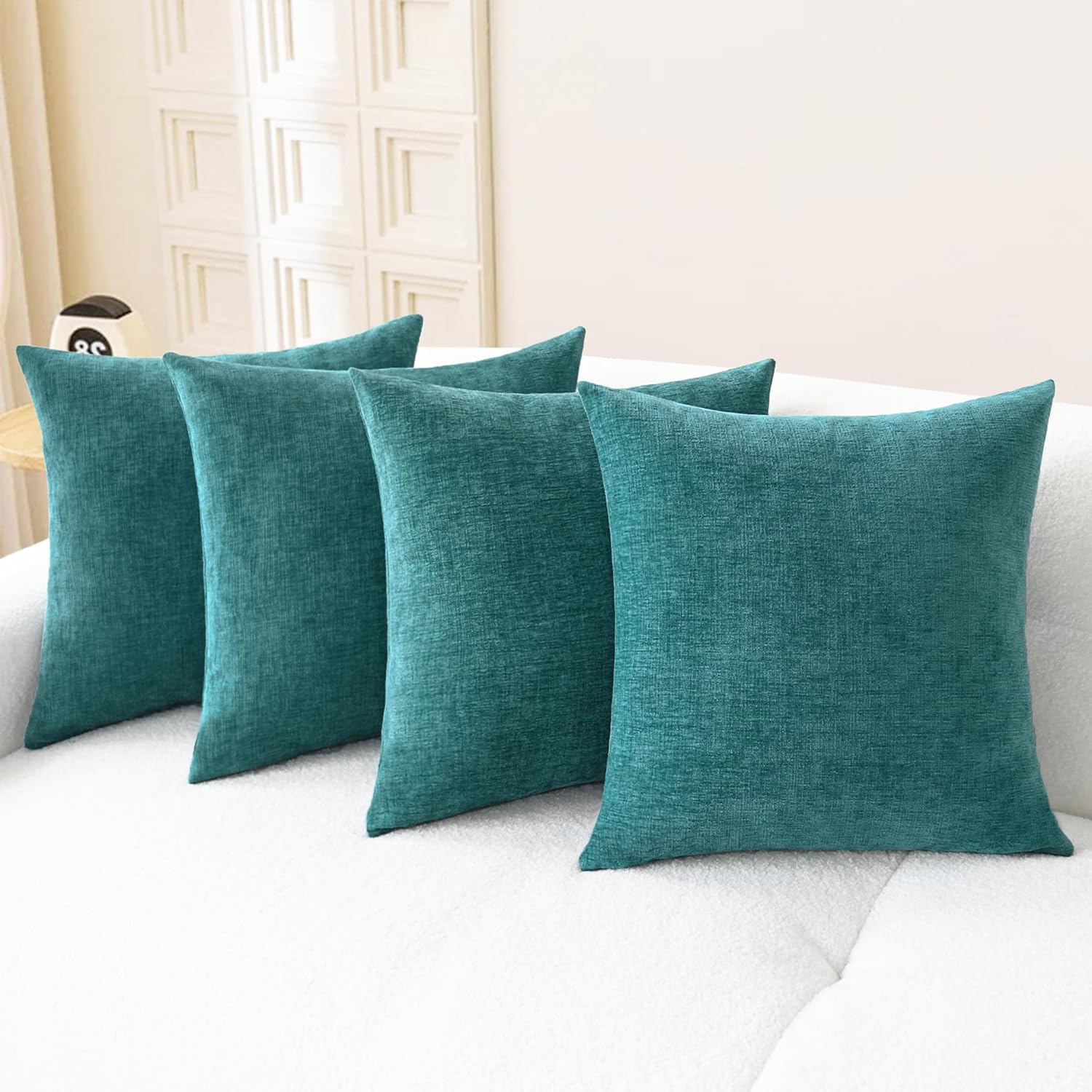 CaliTime Throw Pillow Covers Decorative 18 X 18 Inches Pack of 4 Cozy Chenille Cushion Cases for