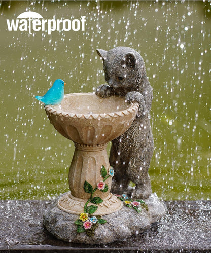 Cat Statues for Bird Bath: Outdoor Sculptures for Garden Lawn Patio Yard Balcony Porch - Unique
