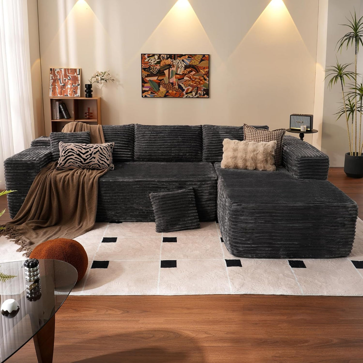 ovios 104" Cloud Sectional Couch with L-Shape Chaise,Modern Modular Sofa with Deep Seat