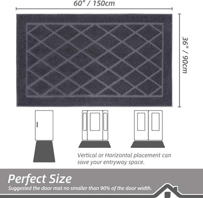 BEQHAUSE Dirt Trapper Door Mat 36" x 60", Doormat Non-Slip Entryway Rugs Washable, Dog Door Mat