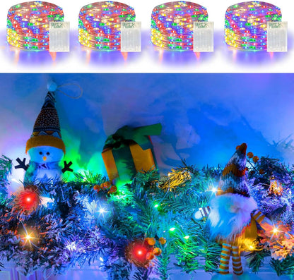 4 Pack 60LED Christmas Fairy Lights Battery Operated - 20FT Twinkle Lights with 2 Lighting Modes