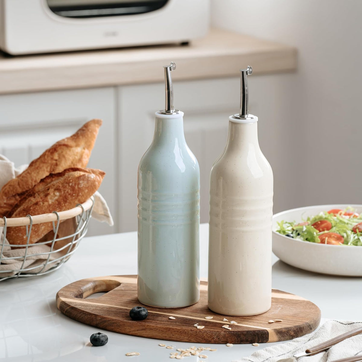 famiware Jupiter 16oz Ceramic Olive Oil Dispenser Bottle, Olive Oil and Vinegar Dispenser Bottle