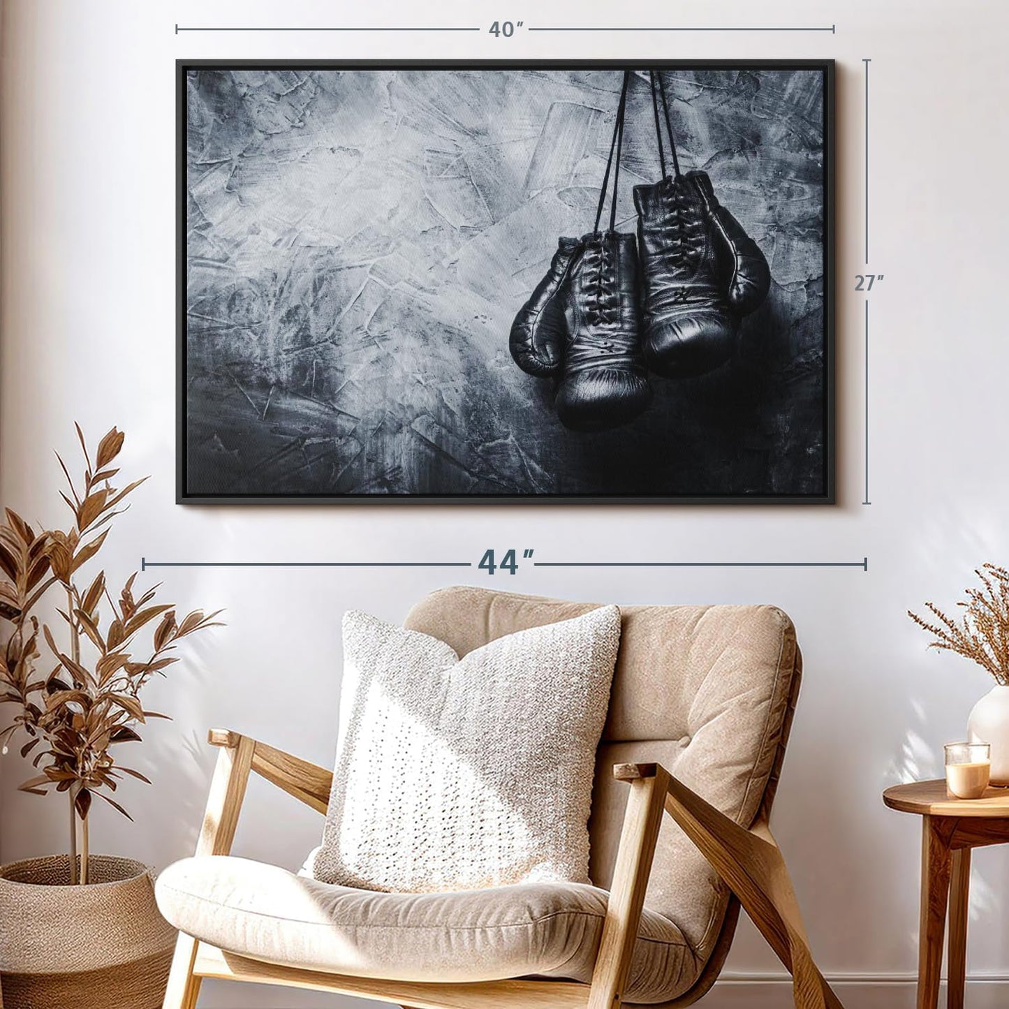 ElephantStock Boxing Gloves Wall Art - Horizontal Framed Canvas - 1-Piece Living Room Wall Decor