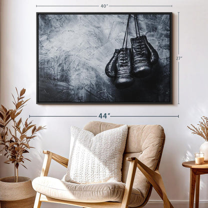 ElephantStock Boxing Gloves Wall Art - Horizontal Framed Canvas - 1-Piece Living Room Wall Decor