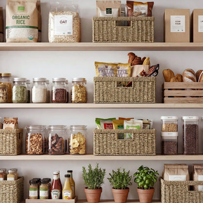 StorageWorks Wicker Storage Baskets for Shelves, Seagrass Basket, 1-Pack