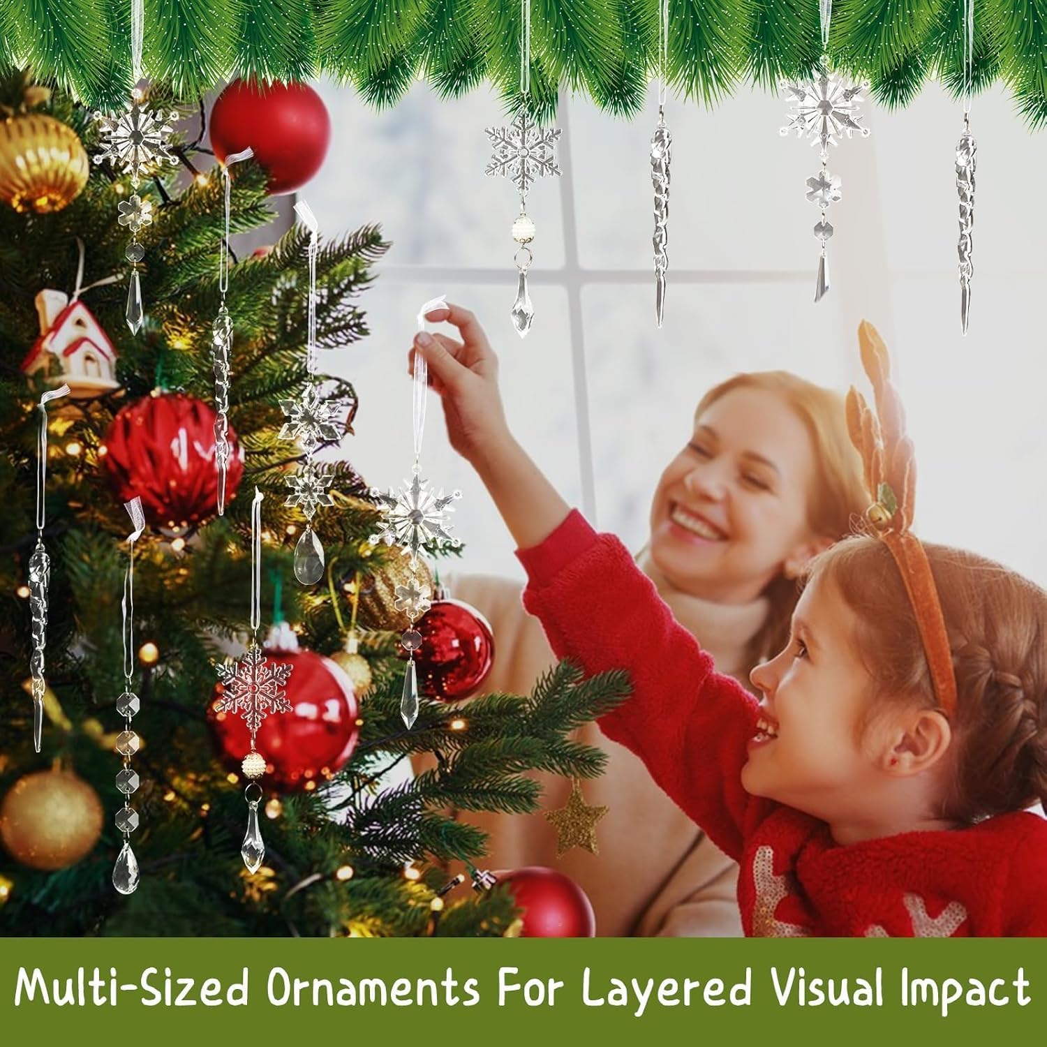 Christmas Tree Decoration Crystal Ornaments - 32pcs Acrylic Christmas Ornaments Snowflake Icicle