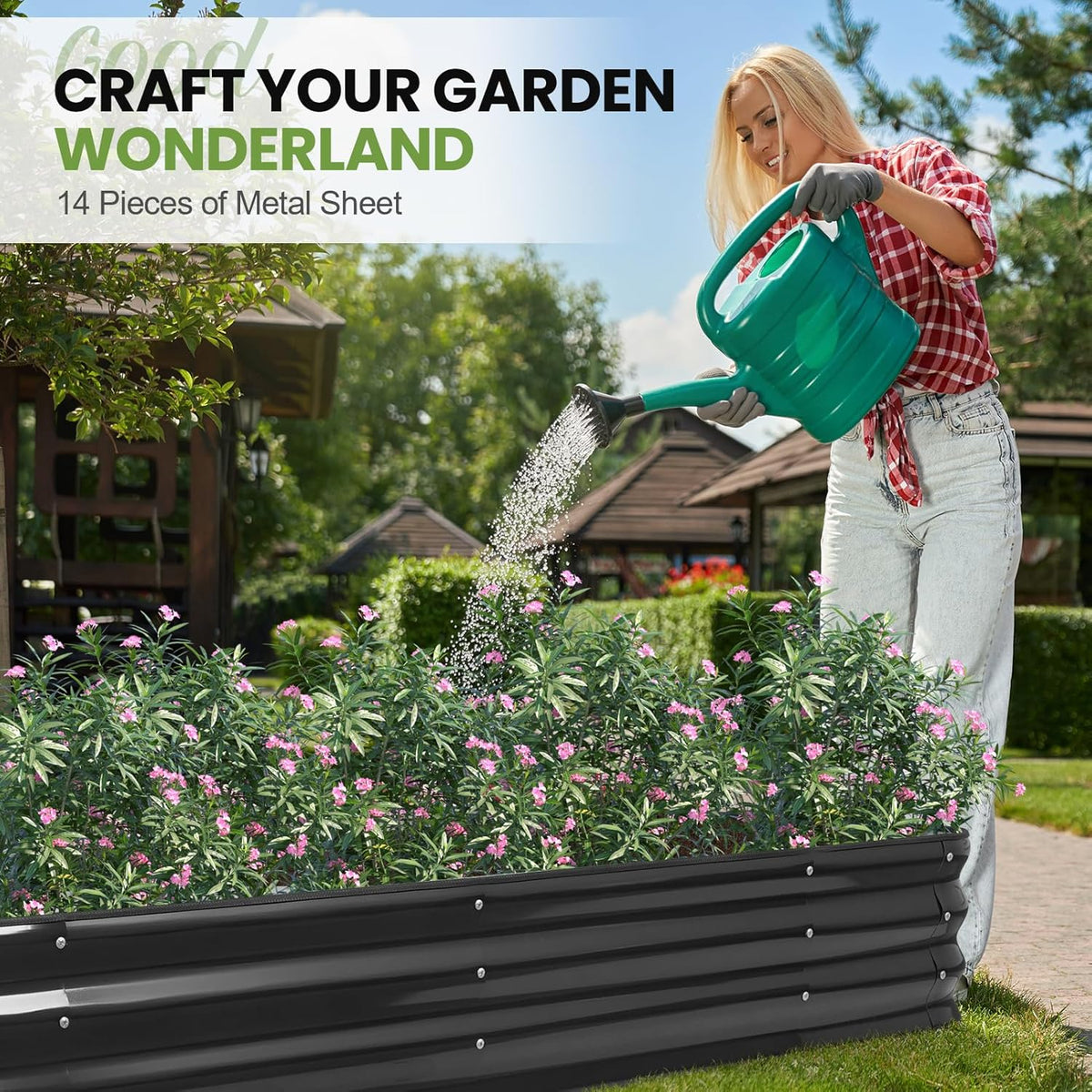 5-in-1 Adjustable Raised Garden Bed Kit | Galvanized Planter Boxes for Vegetables, Flowers | 12"