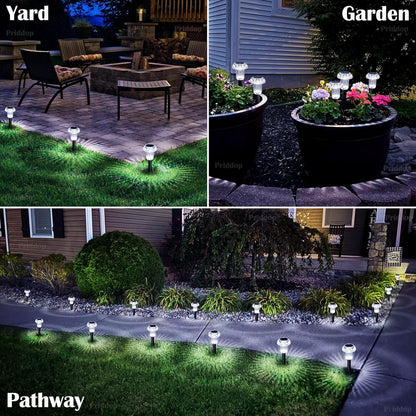 Solar Lights Outdoor Pathway Waterproof 8 Pack Cold White LED Acrylic Mushroom Decorative Garden