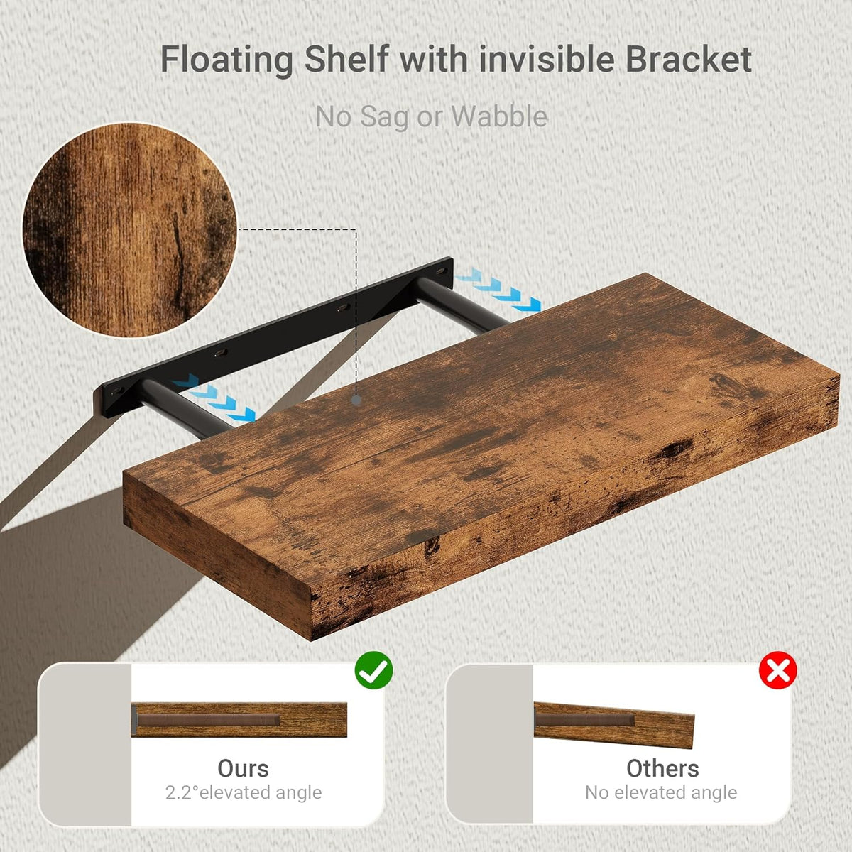 Floating Shelves for Wall, 16 inchs x 6.7” deep x 1.4” Bathroom Shelf Bedroom, Living Room