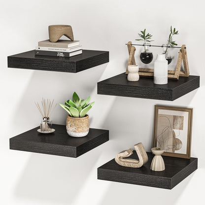 Square Floating Shelves for Wall, 10" W x 10" D x 1.2" H, Small Wooden Wall Mounted Display Shelves
