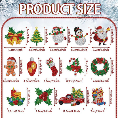 Equsion 14 Pcs Diamond Art Christmas Ornaments Christmas Diamond Painting Keychains Kits 5d DIY