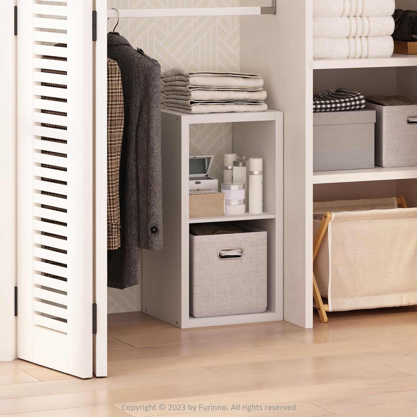 Furinno Cubic Extra Thick 2-Cube Closet Organizers and Storage, White