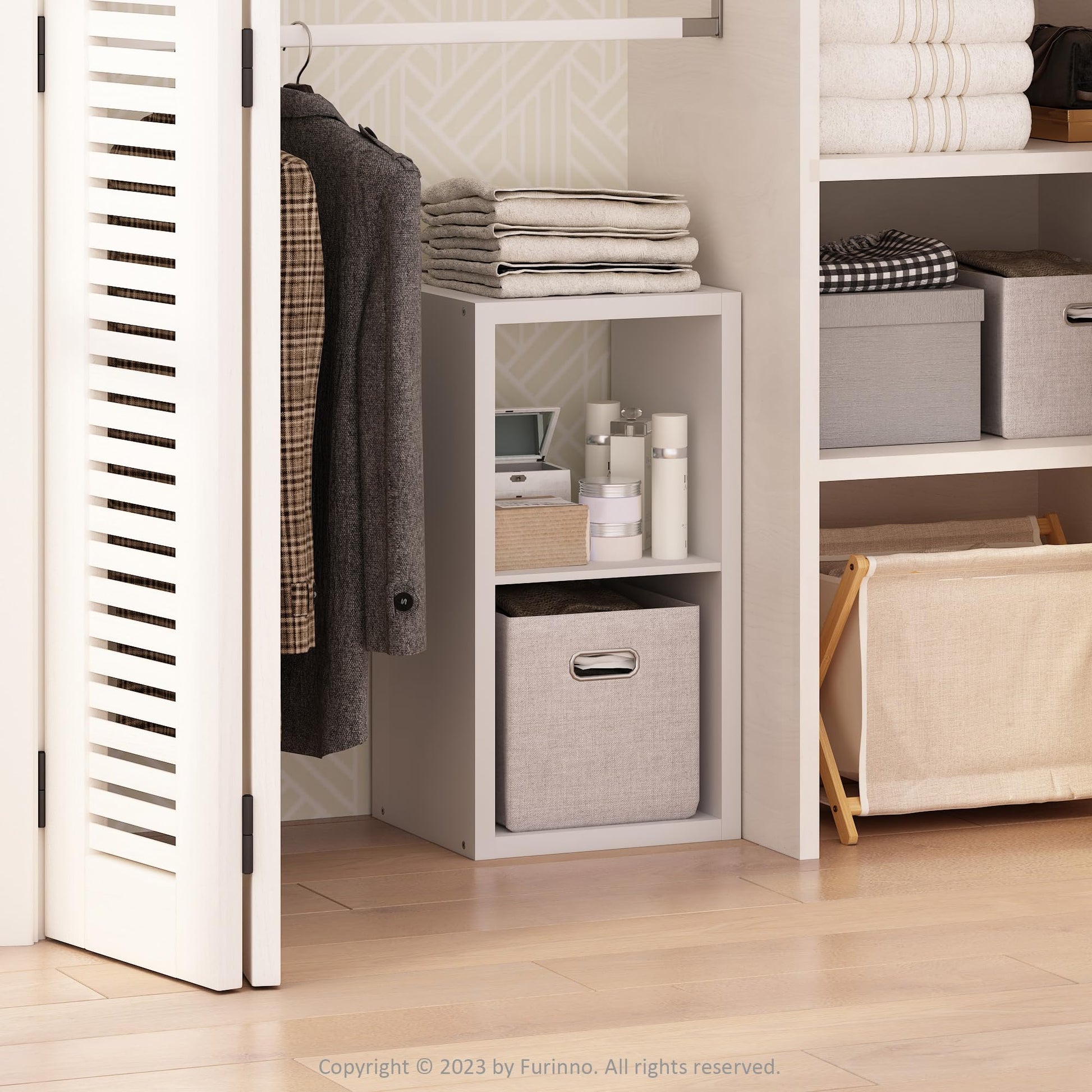 Furinno Cubic Extra Thick 2-Cube Closet Organizers and Storage, White