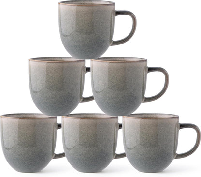 AmorArc 12oz Coffee Mugs, Ceramic Coffee Mugs set of 6 for Man, Woman, Dad, Mom, Modern Coffee Cups