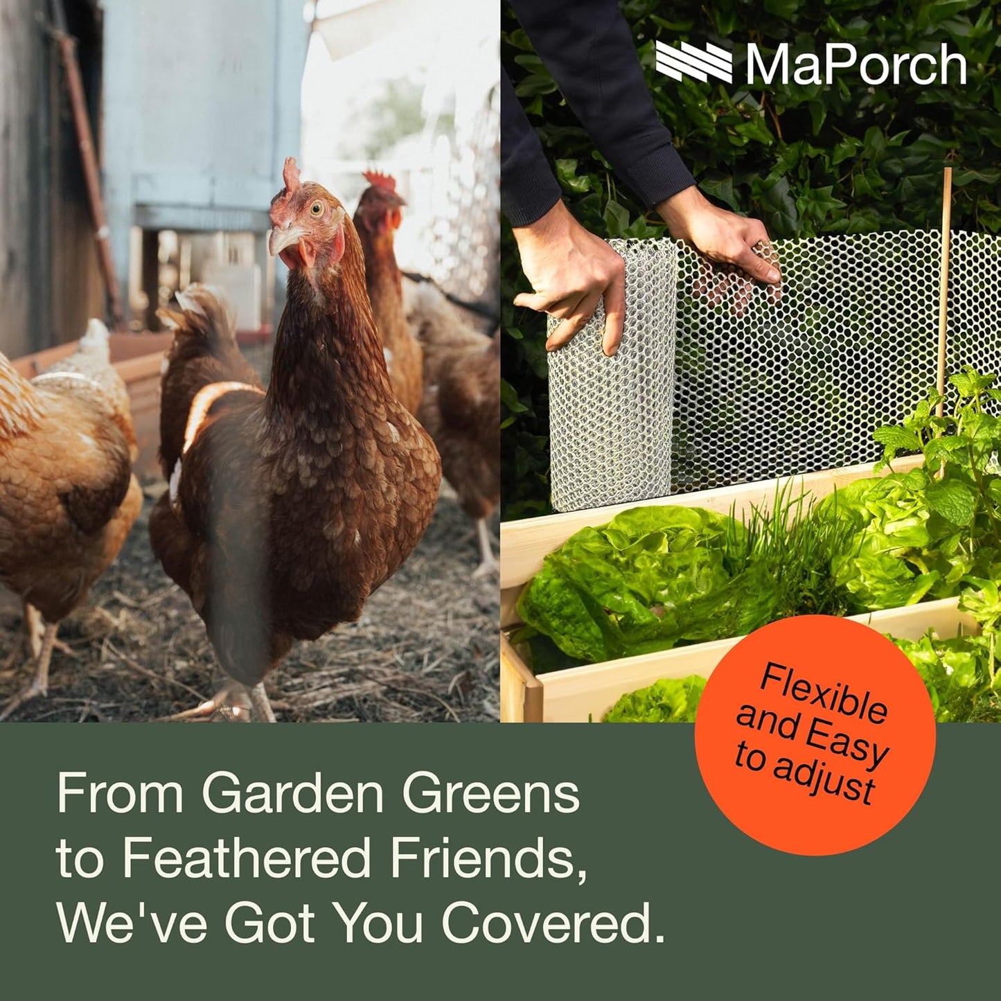 MaPorch Plastic Wire Mesh Fence - White, 15.71" x 10 ft - Plastic Chicken Wire Fencing for Dogs