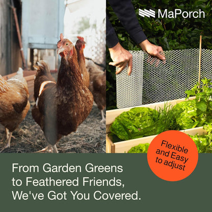 MaPorch Plastic Wire Mesh Fence - White, 15.71" x 10 ft - Plastic Chicken Wire Fencing for Dogs