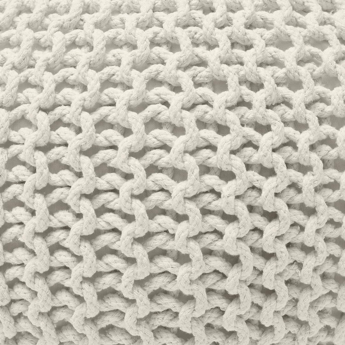 Ornavo Home Pouf Ottoman Foot Rest - 100% Cotton Pouffe - Hand Knitted Cable Braid Cord - Boho