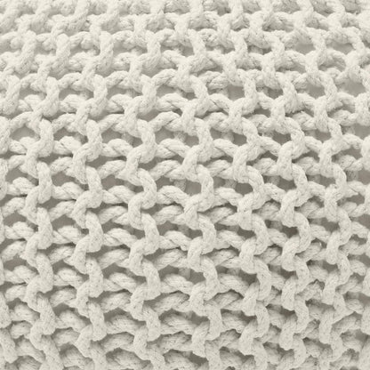 Ornavo Home Pouf Ottoman Foot Rest - 100% Cotton Pouffe - Hand Knitted Cable Braid Cord - Boho