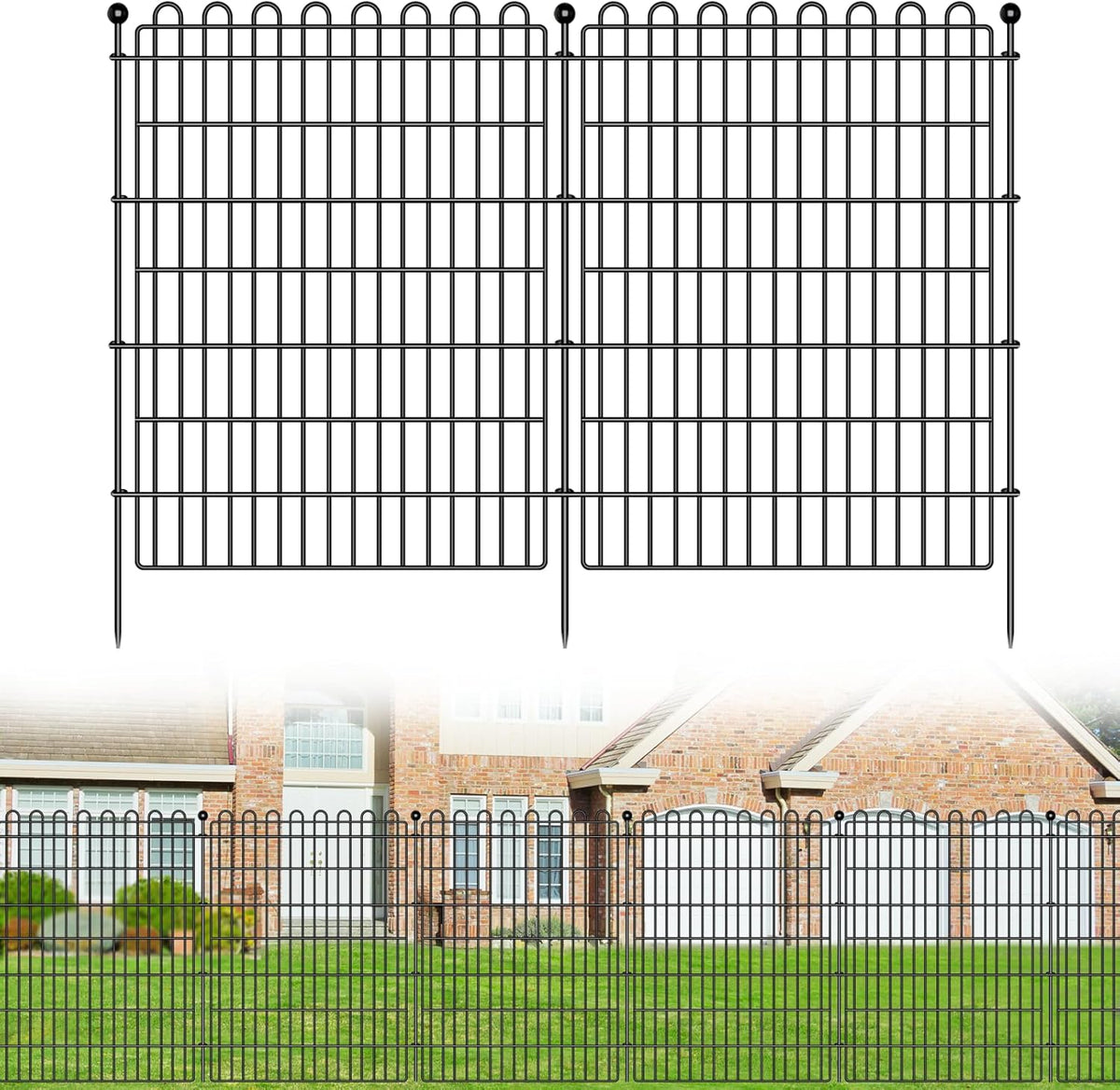 5 Panels No Dig Decorative Garden Fence for Yard, 40 in(H) X 11.8 ft(L) Animal Barrier Fencing for