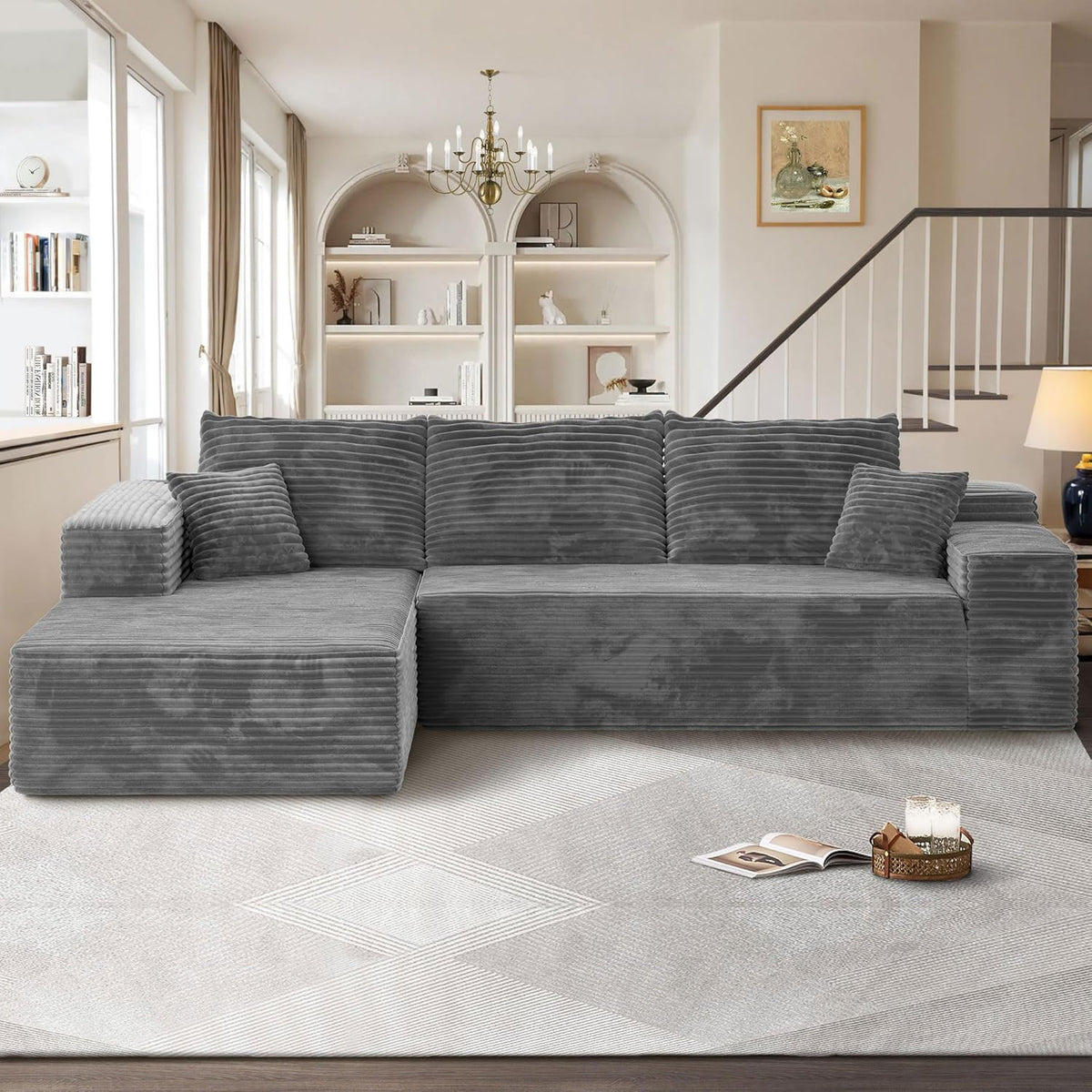 104" Cloudy Sectional L Shaped Couch for Living Room, No Assembly Required, Modular Comfy Sofa with