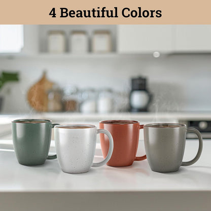 Ceramic Coffee Mugs Set of 4 - 16 oz Coffee Mug Set of 4 - Thick Durable Ceramic Mugs with