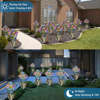 Homight Solar Metal Agave Butterfly Flower Stick Garden Sculpture - Outdoor Gift, Christmas Lights