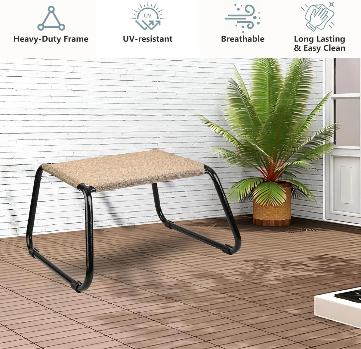 Outdoor Footstools for Patio,Backyard Patio Furniture Metal Frame Small Seat All Weather Footrest