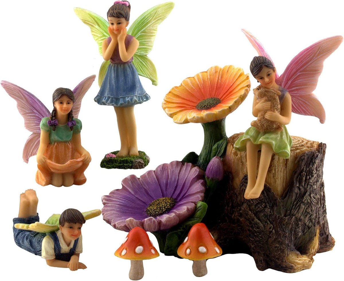 PRETMANNS Fairies for Fairy Garden - Colorful Accessories Kit for an Indoor or Outdoor Miniature