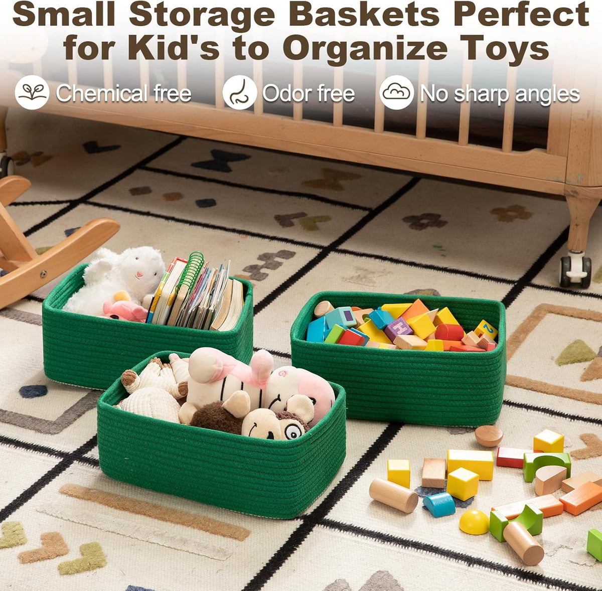 3 Pack Small Storage Baskets for Organizing, Cute Woven Decorative Gift Baskets for Shelves, Mini