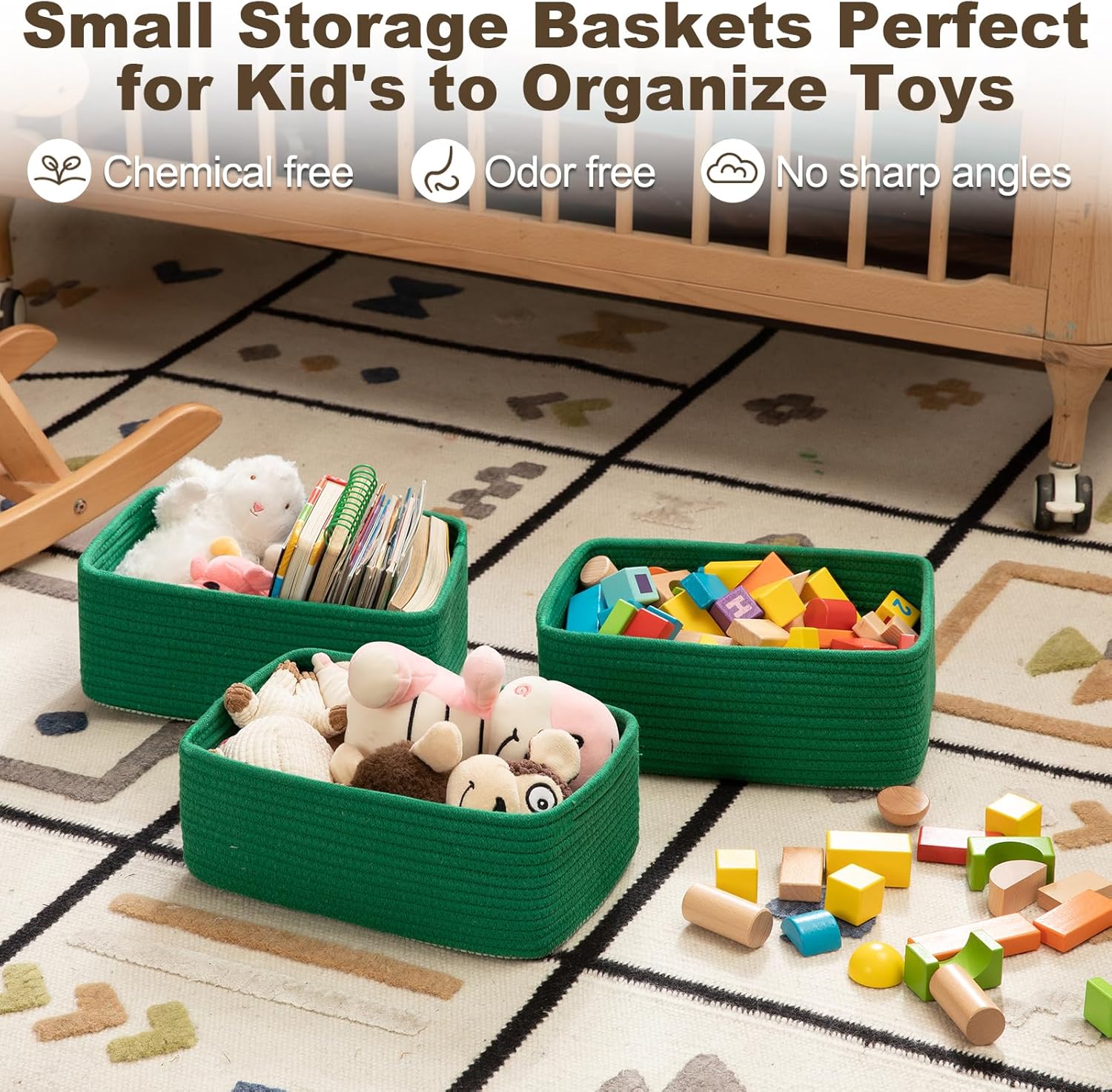 3 Pack Small Storage Baskets for Organizing, Cute Woven Decorative Gift Baskets for Shelves, Mini