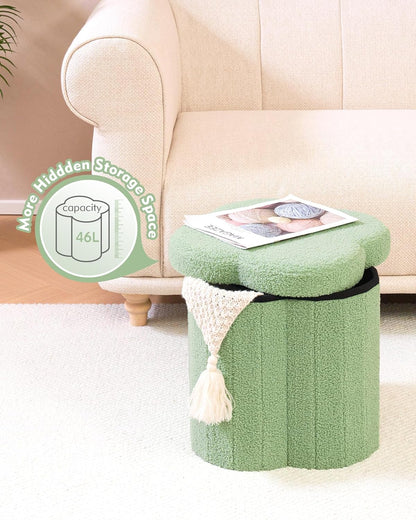 B FSOBEIIALEO Storage Ottoman Cube, Flowers Shaped Ottomans with Storage Foot Stool Footrest