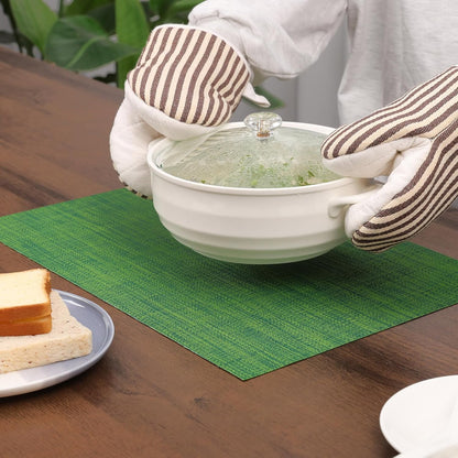 Myir JUN Placemats Set of 6, Vinyl Woven Placemats Place Mats Indoor Washable Table Mats Non-Slip