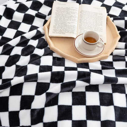 LOMAO Throw Blankets Flannel Blanket with Checkerboard Grid Pattern Soft Throw Blanket for Couch