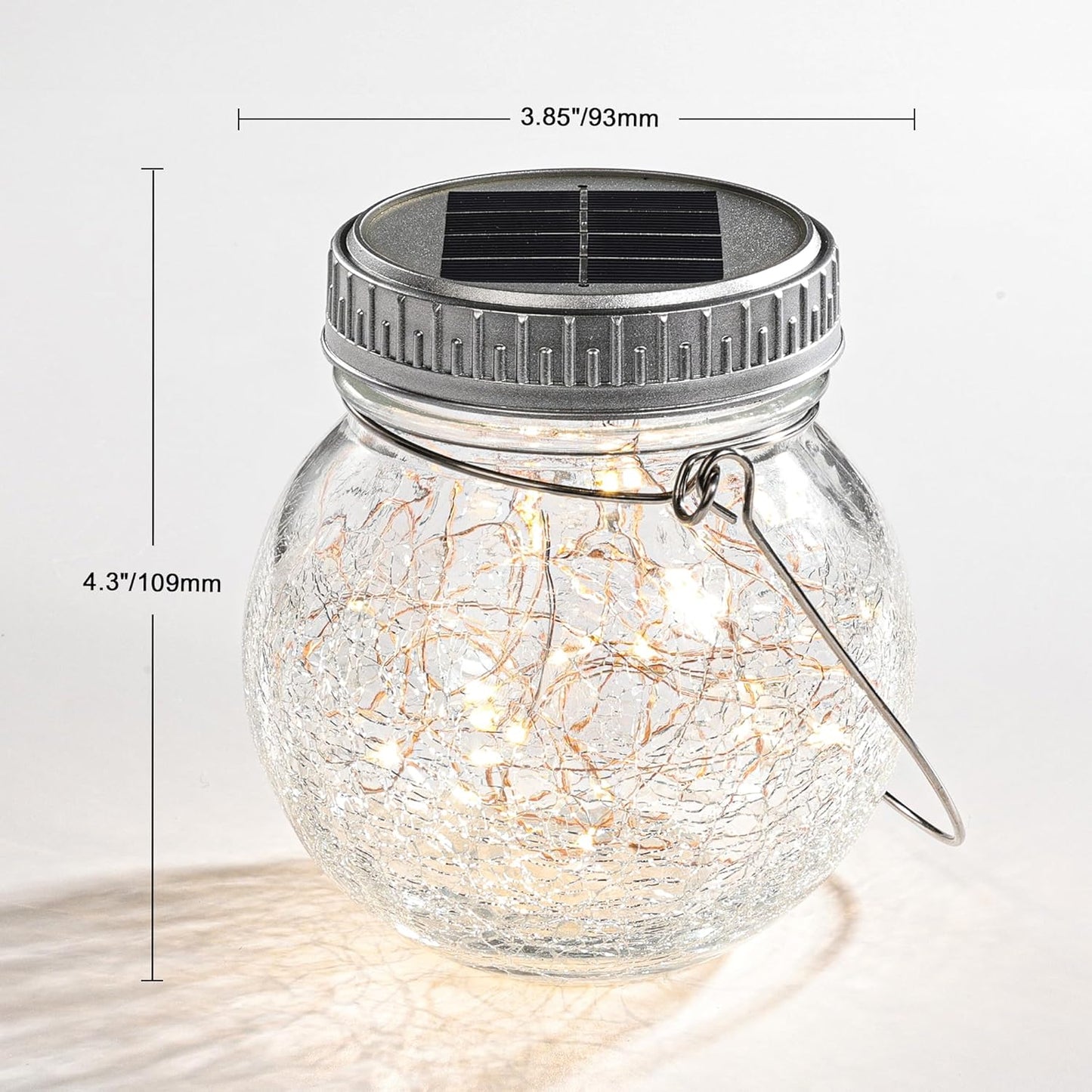 Cooo 2 Pack Crackle Glass Solar Lantern with 30 LED Firefly Lights– Waterproof Outdoor Hanging Lamp